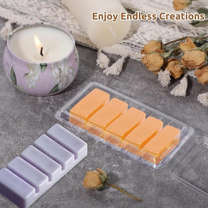 50 Pcs Wax Melt Containers, 5-Cavity Wax Melt Clamshell Molds, Clear Empty Plastic Wax Melt Molds for DIY, Crafts Tarts Candles Making Supplies