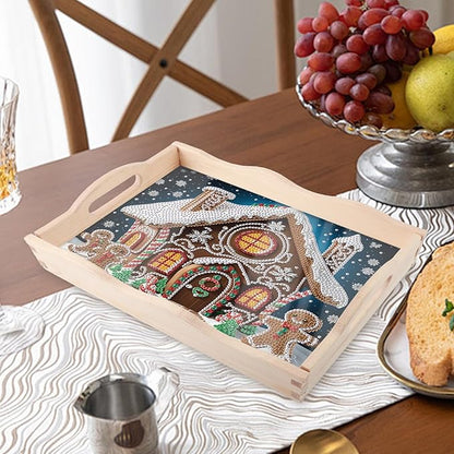 JZHYOAN Diamond Painting Trays for Adults, Special Brown House Creative Design, DIY Art Fruit Platters, Serving Tray for Party Supplies Home Decoration Serving Food Pantry Organization in Kitchen