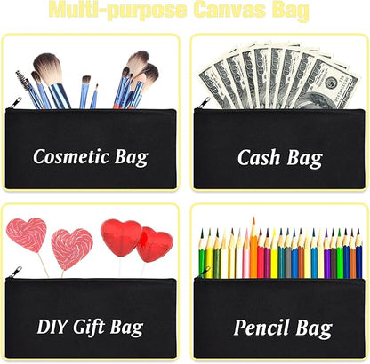 ZeeDix Canvas Pouch- Multi-purpose Cosmetic Bag with Zipper, DIY Craft Canvas Zipper Pouch Blank Makeup Bags Bulk Travel Toiletry Bag for Storage (8.3 x 5 inches)