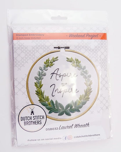 DUTCH STITCH BROTHERS Aspire Embroidery Starter Kit with Pattern and Instructions. Stamped Embroidery Kits with Embroidery Clothes with Pattern. 6" Embroidery Hoop