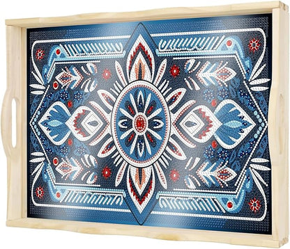 DOTSOPS DIY Diamond Painting Serving Tray with Handle for Adults 5D Diamond Art Kits for Beginners Full Drill Diamond Dots Gem Arts and Crafts Special Shape Living Room 12 x 16 Inches Mandala