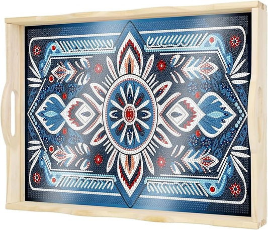 DOTSOPS DIY Diamond Painting Serving Tray with Handle for Adults 5D Diamond Art Kits for Beginners Full Drill Diamond Dots Gem Arts and Crafts Special Shape Living Room 12 x 16 Inches Mandala