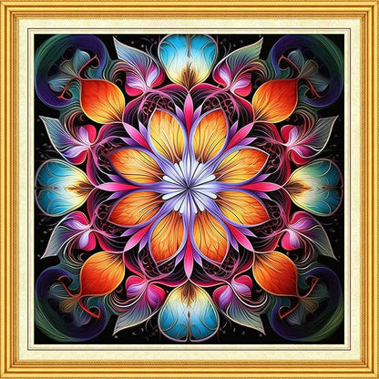 DMCVIVR Stamped Cross Stitch Kits for Beginners Adults Needlepoint Kits for Beginners Embroidery Kits for Adults Crossstitch Kit for Beginners 11CT-Magic Mandala 18x18 inch