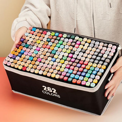 Hopesky 262 Colors Alcohol Markers - Dual Tip Permanent Art Markers Set for Coloring Drawing Painting, Fine and Chisel Tip Alcohol Based Pens with Carrying Case for Adult Artists