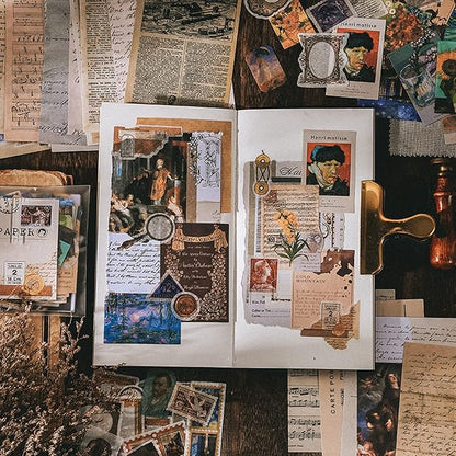 Esweny 200PCS Vintage Scrapbooking Supplies Kit for Journaling, Junk Journal Planners Aesthetic Cottagecore Room Decor Wall Art Collage Album(Artistic)