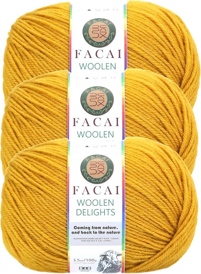 Facai Blend Merino Wool Yarn for Knitting - Worsted Weight,197yds (3.5oz) Ball, Ideal for Sweaters, Scarves, and Accessories (3, Tuscan Sun)