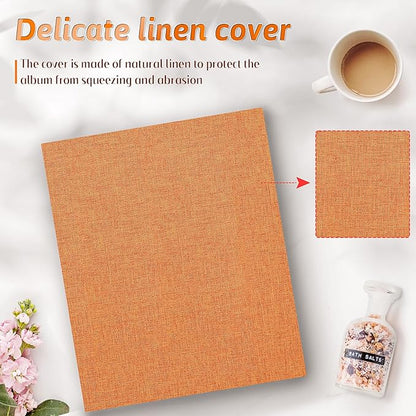 Popotop Photo Album 4x6 200 Pockets for Wedding Gifts,Linen Hardcover Picture Albums for Family Anniversary Baby Vacation Pictures
