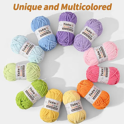 3 Pack Soft Chenille Yarn for Crocheting, Fluffy Chunky Crochet Yarn for Baby Blanket, (5.29oz/196.8yds) Fuzzy Velvet Yarn for Amigurumi&DIY Puzzle、Crafts、Scarf(3 Fresh Green)