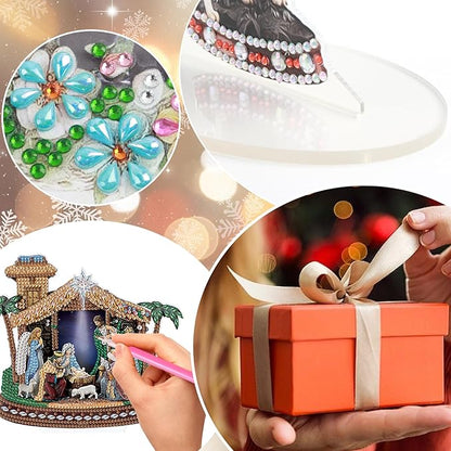 Tontut Diamond Painting Desktop Decorations for Religious Family Gatherings 5D DIY Special Diamond Art Decoration Set for Adults, Office Desktop or Christmas Holiday Display Crafts