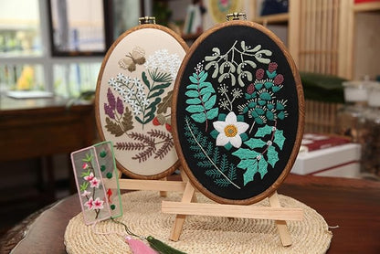 Maydear 4 Pack Embroidery Starter Kit with Pattern, Stamped Cross Stitch Kits for Beginners Adults with Embroidery Hoop and Instructions, Hand Embroidery Kit Cross Stitch Kits Stamped