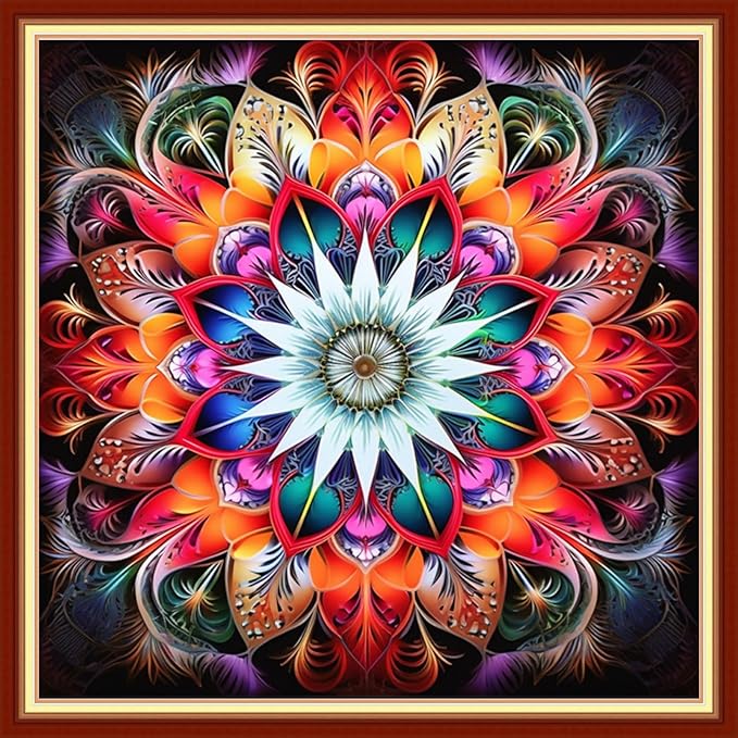 Dooxvey Cross Stitch Kits for Adults Stamped Full Range of Embroidery Starter Kits for Beginners 11CT Printed Cross Stitch Patterns Needlepoint Kits Stamped Crossstitch-Magic Mandala 18x18 inch