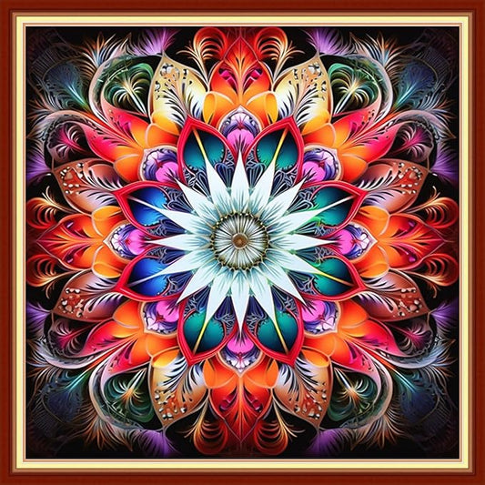 Dooxvey Cross Stitch Kits for Adults Stamped Full Range of Embroidery Starter Kits for Beginners 11CT Printed Cross Stitch Patterns Needlepoint Kits Stamped Crossstitch-Magic Mandala 18x18 inch