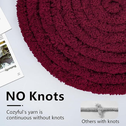 Chunky Yarn for Hand Knitting - #10 Chunky Chenille Yarn, Jumbo Big Thick Chunky Yarns for Crocheting, Super Bulky Chunky Knit Blanket Yarns, 8 Skein (25 yds 8 oz Each Skein), Burgundy