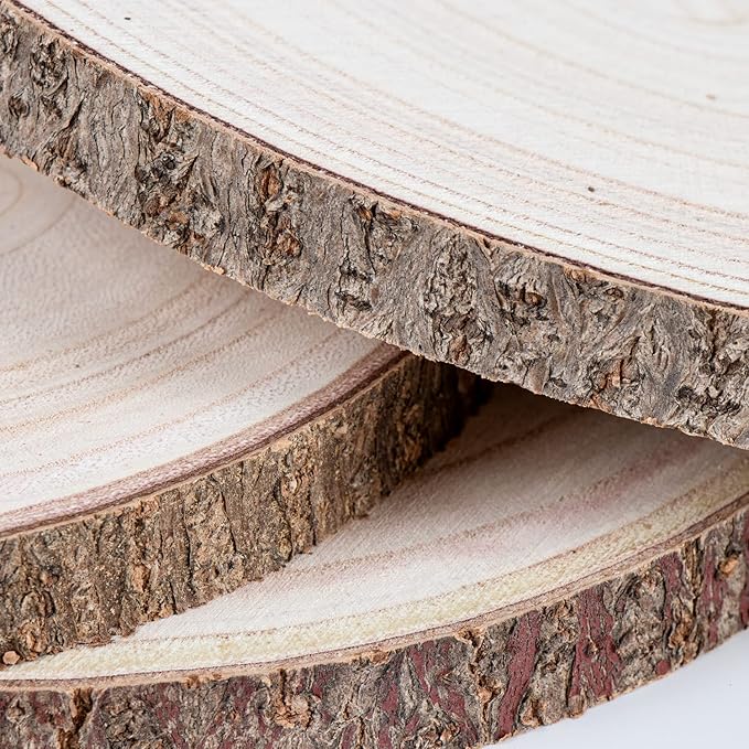 Maputune 8 Pcs 10-11 in Large Unfinished Wood Slices for Centerpieces, Natural Rustic Wooden Plate for DIY Craft, Round Wood Chips for Signage Painting Wedding Party Christmas Decor