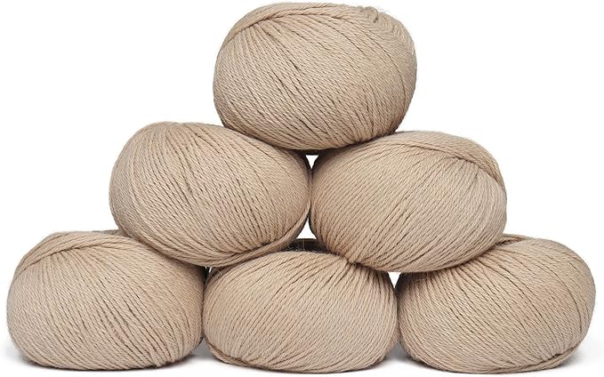 Origins - 100% Baby Alpaca Yarn Wool Set of 6 Skeins (300 Grams) DK Weight Made in Peru Natural Colors (Undyed) Heavenly Soft Perfect for Knitting and Crocheting (Silken Sand, Origins 6 Skeins DK)