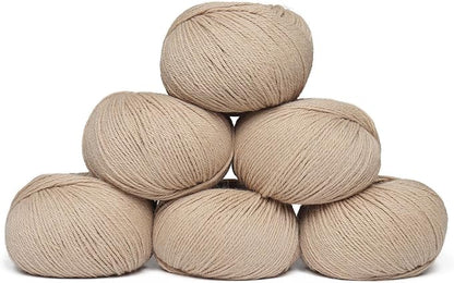 Origins - 100% Baby Alpaca Yarn Wool Set of 6 Skeins (300 Grams) DK Weight Made in Peru Natural Colors (Undyed) Heavenly Soft Perfect for Knitting and Crocheting (Silken Sand, Origins 6 Skeins DK)