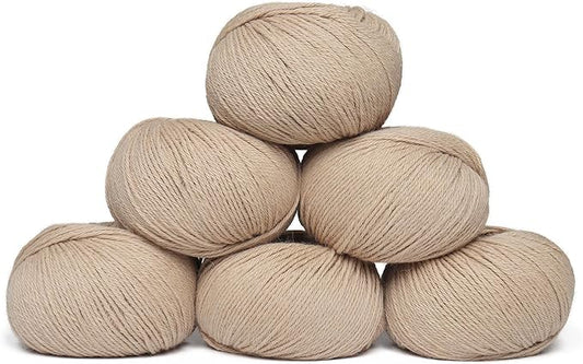 Origins - 100% Baby Alpaca Yarn Wool Set of 6 Skeins (300 Grams) DK Weight Made in Peru Natural Colors (Undyed) Heavenly Soft Perfect for Knitting and Crocheting (Silken Sand, Origins 6 Skeins DK)