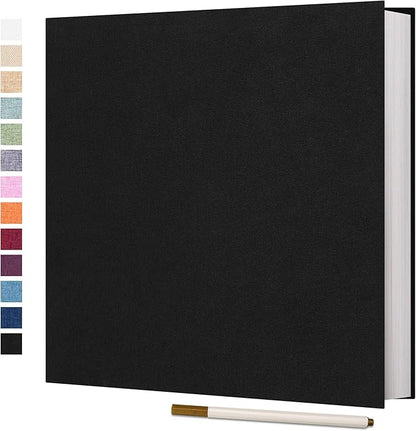 Vienrose Photo Album Self Adhesive 4x6 5x7 3x5 8x10 10x12 Scrapbook Album DIY Scrap Book with A Metallic Pen (13"x12.6" 60 Pages, Black)