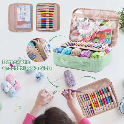 MYBAGZING Crochet Kit for Beginners with Yarn Storage Bag, 10pcs Crochet Hooks 2.0-6.0 mm, 10 Skeins Yarn for Crocheting, Knitting Accessories, 58pc Crochet Starter Kit for Adults