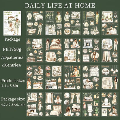 Snycler 2 Books for Girls Journaling People Stickers for Scrapbooking 480 Pre-Cut Pet Transparent Stickers for Journaling Scrapbooking Supplies