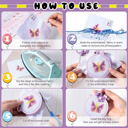 Chuangdi 6 Sets Cross Stitch Kits for Beginners Embroidery Kit Cross Stitch for Beginner Embroidery Stitches Practice Needlepoint for Starters