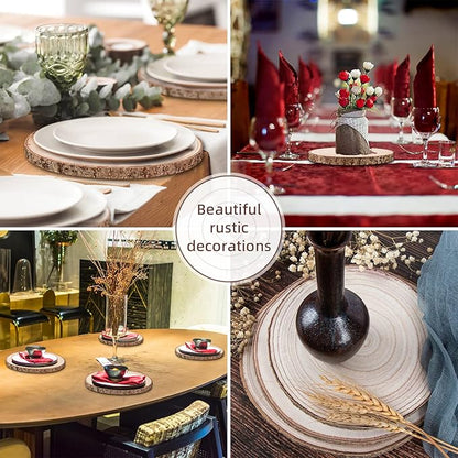 Maputune 8 Pcs 9-10 in Large Unfinished Wood Slices for Centerpieces, Natural Rustic Wooden Plate for DIY Craft, Round Wood Chips for Signage Painting Wedding Party Christmas Decor