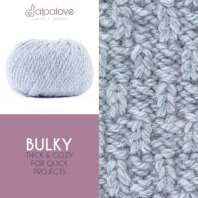 Bulky Set (6 x 1.75 oz) Super Soft Baby Alpaca Knitting Yarn Glacier 328 Yards