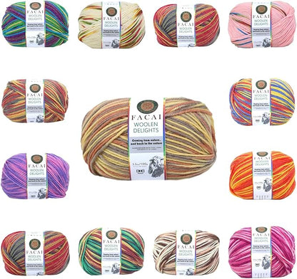 Facai Blend Merino Wool Yarn for Knitting - Worsted Weight,197yds (3.5oz) Ball, Ideal for Sweaters, Scarves, and Accessories (3, Meteorite Flower)