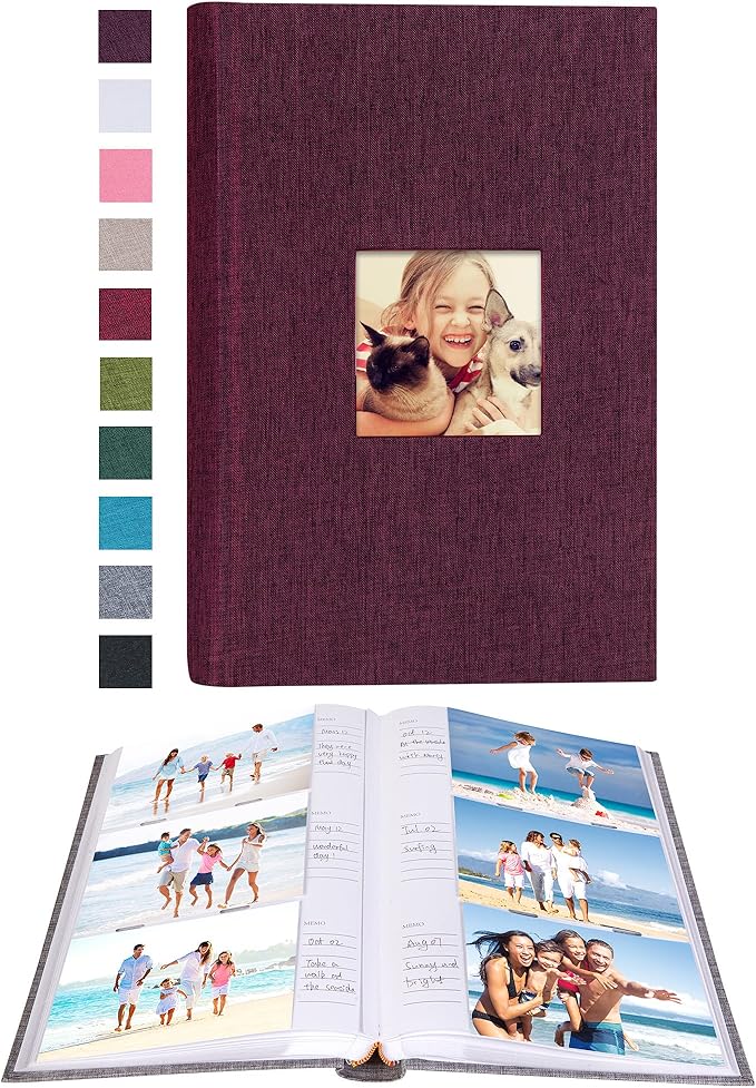 Mublalbum Photo Album 4x6 300 Photos Linen Cover with Memo Areas Photobook Pictures Book for Wedding Family Baby and Vacation (Purple)