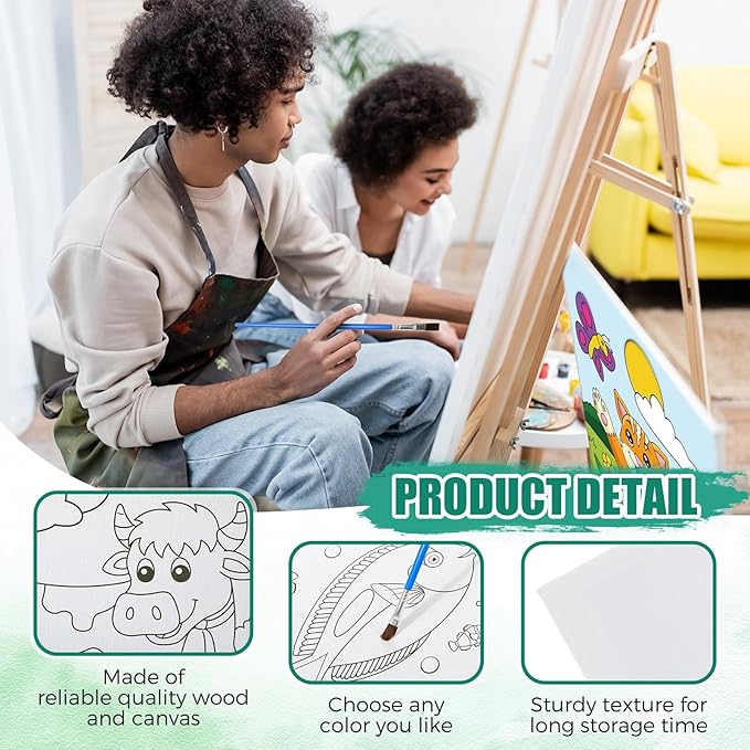 Sherr 140 Pcs 20 Set Pre Drawn Canvas Kit for Painting Craft Sip and Paint Kit for Adults Pre Printed Canvas Painting Favor for Virtual DIY Birthday Gifts Adult's Date Party(Animal)