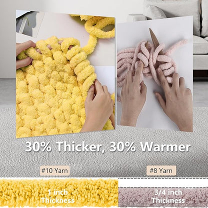 Chunky Yarn for Hand Knitting - #10 Chunky Chenille Yarn, Jumbo Big Thick Chunky Yarns for Crocheting, Super Bulky Chunky Knit Blanket Yarns, 8 Skein (25 yds 8 oz Each Skein), Yellow
