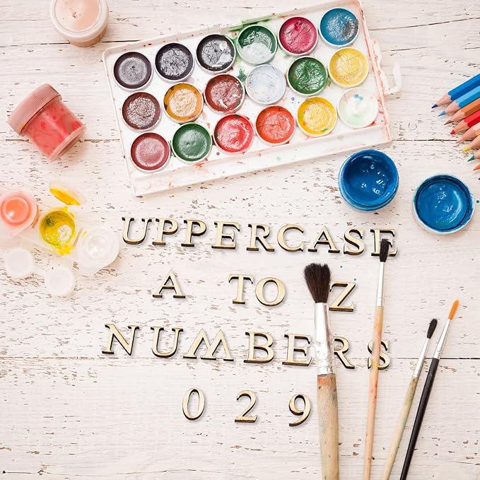 1440 Pcs Wooden Letters 1/2 Inch Small Wooden Alphabet Letters Numbers and Symbol for Craft, Unfinished Wooden Letters for Home Decor DIY Painting Crafts Spelling Homemade Education