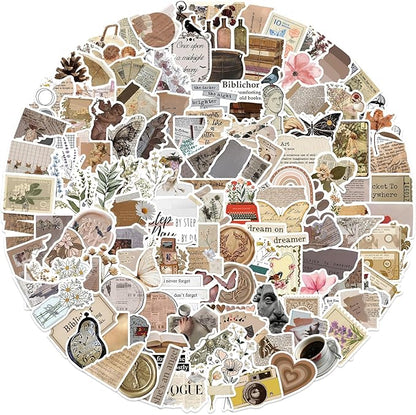 170 Pcs Vintage Aesthetic Scrapbook Stickers | Waterproof Vinyl Stickers for Journals, Planners & Water Bottles | Scrapbooking Supplies for DIY Crafts, Junk Diary | Teens & Adults Decoration