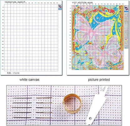 Redxing Stamped Cross Stitch Kits Full Range of Embroidery Starter Kits- Needlepoint Counted Cross Stitch Kits for Beginner Adults 11CT Printed Embroidery Kit-Snow Mountain Colored Dragon 16x20 inch
