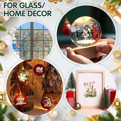 24 Sheets Vintage Christmas Rub On Transfers for Crafts, Rub On Transfers Christmas for Wood，Furniture Decals, Glass, Porcelain, Leather, Canvas, Fabric Projects,3 * 3inch(Farm Christmas)