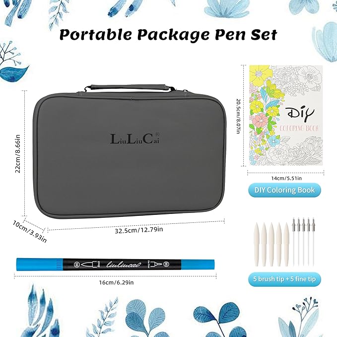 LIULIUCAI 200 Colors Dual Tip Markers Brush Pens, Fine & Brush Tip Art Markers for Adult Coloring Book Drawing Calligraphy, Colored Pens Christmas Gifts Stocking Stuffers for Teen Art Supplies