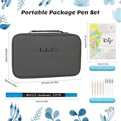 LIULIUCAI 200 Colors Dual Tip Markers Brush Pens, Fine & Brush Tip Art Markers for Adult Coloring Book Drawing Calligraphy, Colored Pens Christmas Gifts Stocking Stuffers for Teen Art Supplies