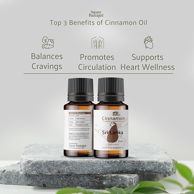 Nature Packaged Cinnamon Essential Oil - Direct from Sri Lankan Essential Oils - 100% Pure - Natural Aceite de Canela for Aromatherapy & Wellness - Premium Grade (2lbs)