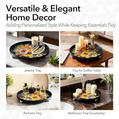 GooCare DIY Decorative Tray Craft Kit for Adult - Create Your Own Real Flower Tray with Epoxy Resin, Metal Tray for Vanity, Perfume, Key, Trinket Organizer, Table Decor, Beginner Friendly (Beige, Pro)