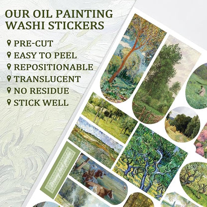 PRSTINCOL Oil Painting Sticker Book, 52 Sheets 500+ Scrapbook Stickers, Vintage Oil Painting Aesthetics Stickers for Adults and Teens, Junk Journal Supplies for Scrapbooking Journaling DIY