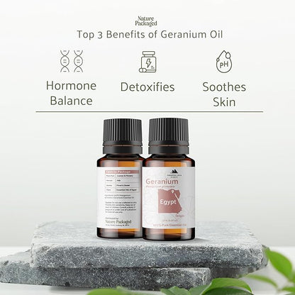 Nature Packaged Geranium Essential Oil - Direct from Egypt Nile Delta - Pure Essential Oils for Body, Skincare & Balance - Natural Aceite de Geranio - 100% Pure Therapeutic Grade (15ml)