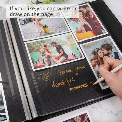 RECUTMS Photo Album Self Adhesive 60 Pages Magnetic Scrapbook Album with Black Inner Sticky Page for Family Wedding Baby Anniversary Can Hold 3x5 4x6 5x7 6x8 8x10 Picture Book