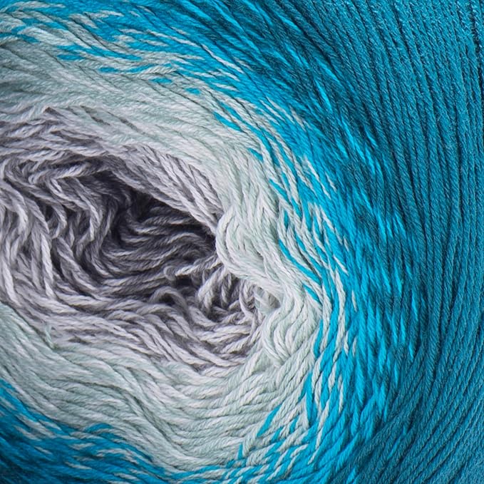 2 Skein/Pack Yarnart Flowers Gradient Yarn, Each Ball 8.8 Oz (250gr) / 1094 Yards (1000m), 55% Cotton 45% Acrylic, Superfine Fingering Weight for Knitting and Crochet, 289 - Petrol Blue Gray