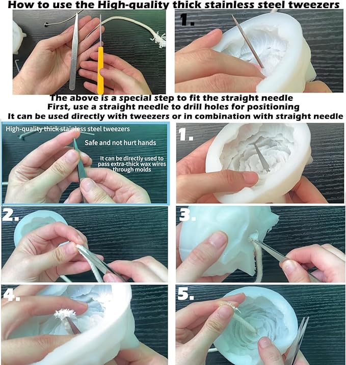 18PCS Candle Punch Tool Professional Candle Wick Needle for Silicone Molds and Candles,Hook Punch Needle Wick for Molds,Candle Making Supplies for Beginner