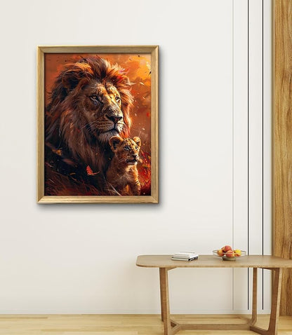 Leczany Cross Stitch Patterns Stamped Kit for Beginners | Embroidery Supplies DIY Craft Kit Needlepoint for Adults Starter | 11CT, 3 Strands | Male Lion 15.8x21.3 inches