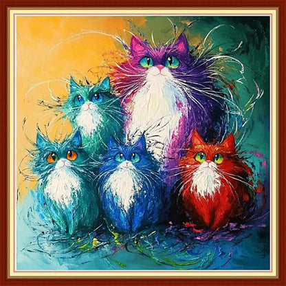 Artvxeay Stamped Cross Stitch Kits | Embroidery Kits for Beginners Craft Kit Needlepoint for Adults Supplies DIY 11CT-(Colorful Cat 18x18 inch)