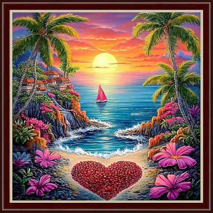 Dimensean Stamped Cross Stitch Kits Full Range of Embroidery Patterns Starter Kits for Beginners Adult DIY Cross Stitches Needlepoint Kits 11CT-Seaside Love 18x18 inch