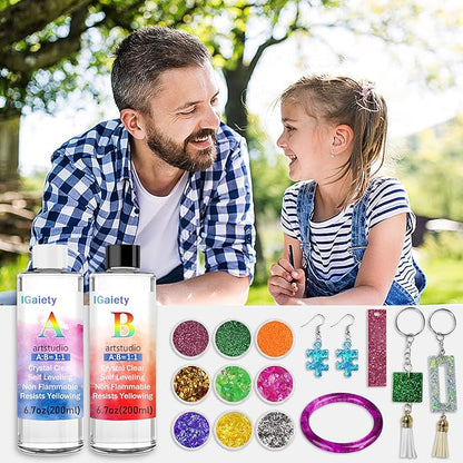 IGaiety Resin Kits for Jewelry Making Silicone Molds Starter Kit 278 Pcs Bundle with Epoxy Resin Silicone Mold Art for DIY Jewelry Earring Keychain Necklace Rings Making Adults Beginners