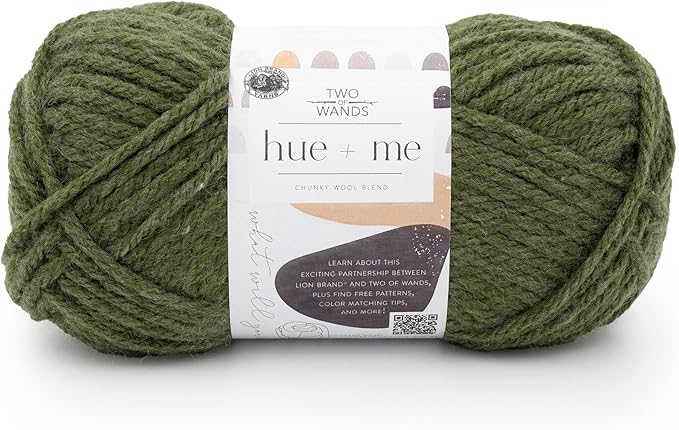 Lion Brand Yarn, Hue + Me Chunky Yarn for Crocheting, Knitting, and Crafts, Moss, 1 Pack