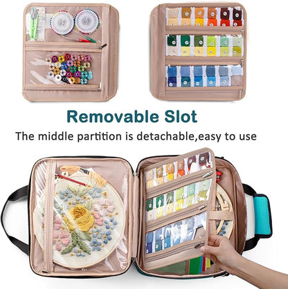 | Large Embroidery Project Bag - Cross Stitch Supplies Organizer - Embroidery Kits & Storage Bag - Organizer for Floss, Loops (Bag Only)